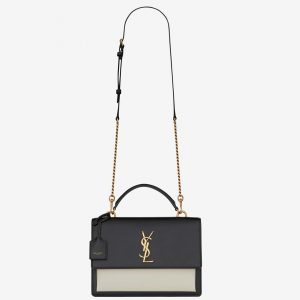 Sac Saint Laurent Sunset Medium avec Poignée en Cuir de Veau Bicolore