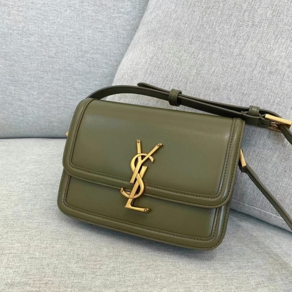 Sac Saint Laurent Solferino Small en Cuir de Veau Vert Kaki – Image 7