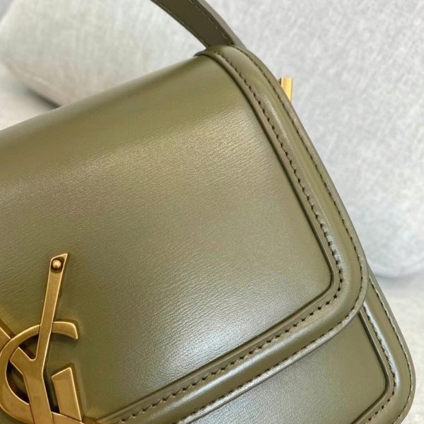 Sac Saint Laurent Solferino Small en Cuir de Veau Vert Kaki – Image 6