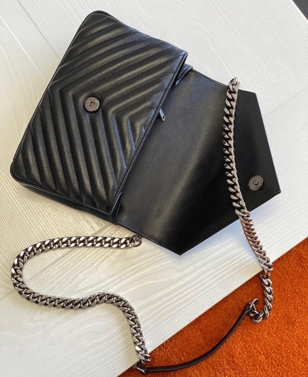 Réplique Sac Saint Laurent College Medium à Chaîne en Noir – Image 6