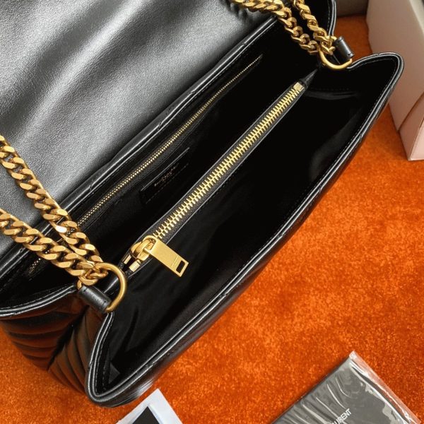 Fausse Sacoche Saint Laurent LouLou Medium à Chaîne en Noir – Image 5