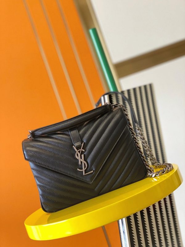 Réplique Sac Saint Laurent College Medium à Chaîne en Noir – Image 7