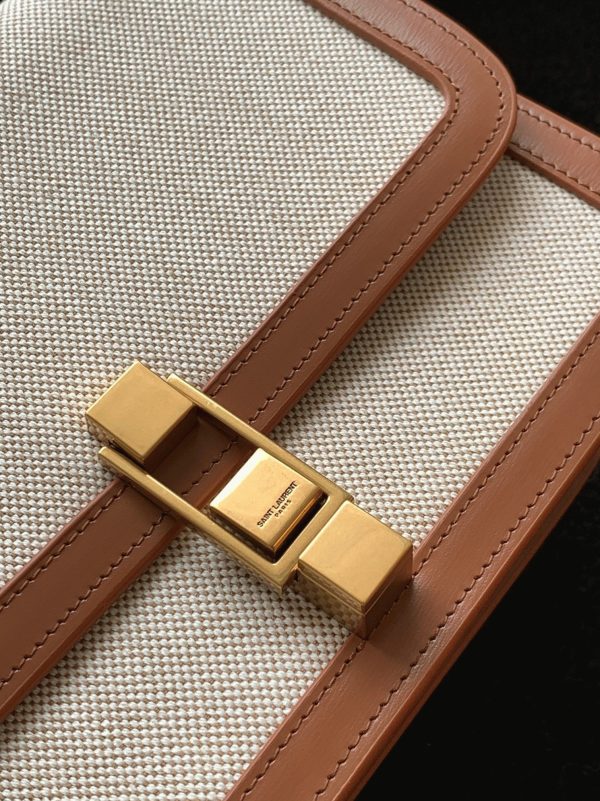 Fausse Sacoche Saint Laurent Le Carré à Bandoulière en Beige – Image 3