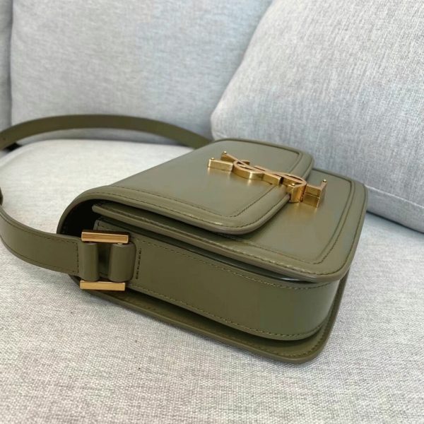 Sac Saint Laurent Solferino Small en Cuir de Veau Vert Kaki – Image 3