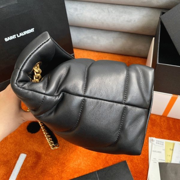 Sac Saint Laurent Puffer Medium à Chaîne en Cuir d’Agneau Noir – Image 2