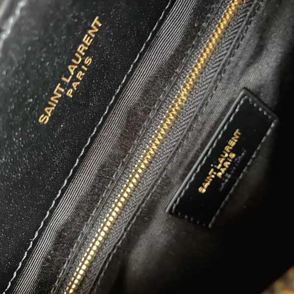 Fausse Sacoche Saint Laurent LouLou Medium à Chaîne en Noir – Image 2