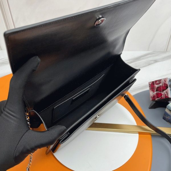 Sac Saint Laurent Sunset Medium avec Poignée en Cuir de Veau Noir – Image 8