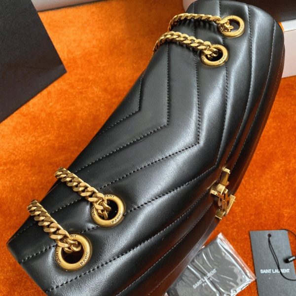Fausse Sacoche Saint Laurent LouLou Medium à Chaîne en Noir – Image 10