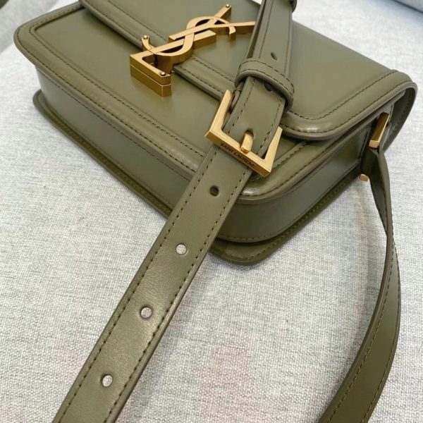 Sac Saint Laurent Solferino Small en Cuir de Veau Vert Kaki – Image 12