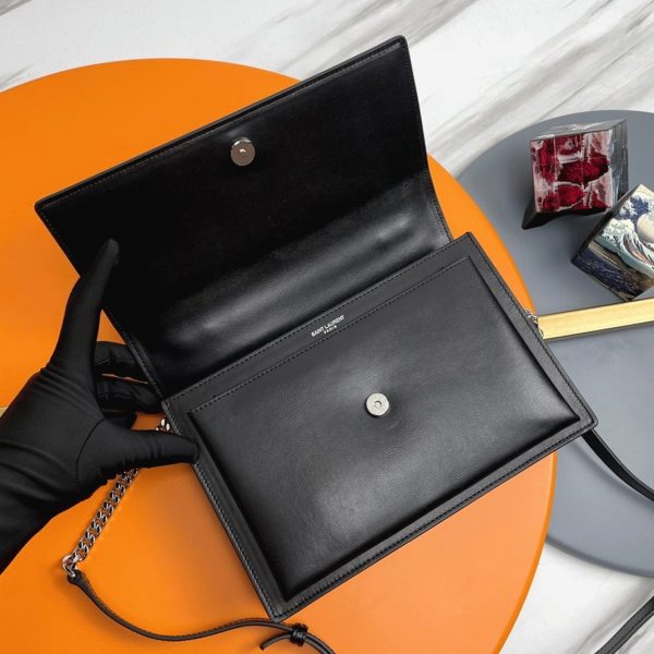 Sac Saint Laurent Sunset Medium avec Poignée en Cuir de Veau Noir – Image 5