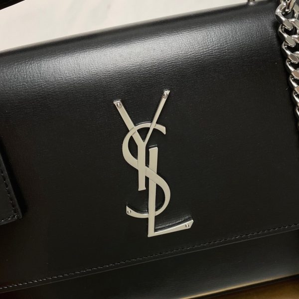 Sac Saint Laurent Sunset Medium avec Poignée en Cuir de Veau Noir – Image 4