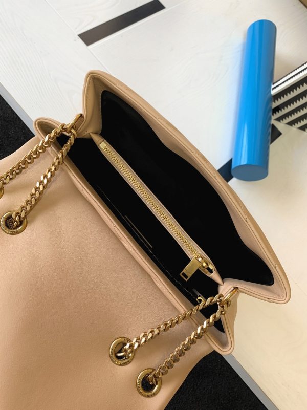 Imitation Sac Saint Laurent LouLou Medium à Chaîne en Beige – Image 6