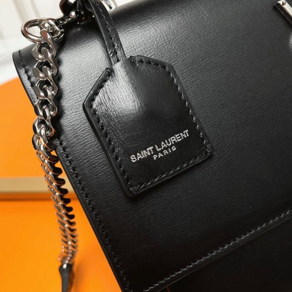 Sac Saint Laurent Sunset Medium avec Poignée en Cuir de Veau Noir – Image 3