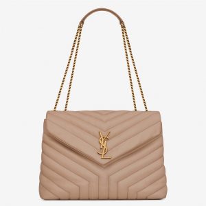 Imitation Sac Saint Laurent LouLou Medium à Chaîne en Beige