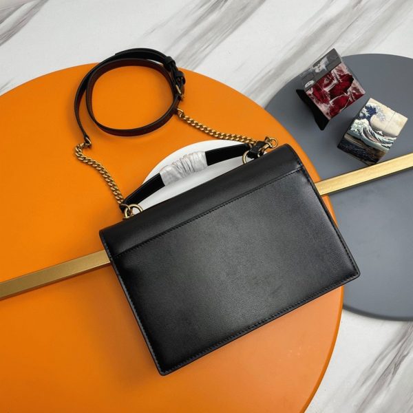Sac Saint Laurent Sunset Medium avec Poignée en Cuir de Veau Noir – Image 10