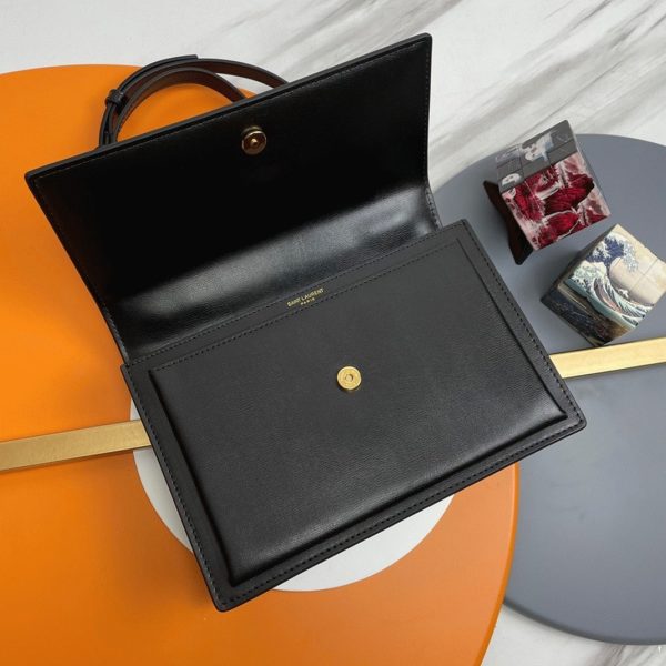 Sac Saint Laurent Sunset Medium avec Poignée en Cuir de Veau Noir – Image 9
