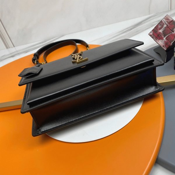 Sac Saint Laurent Sunset Medium avec Poignée en Cuir de Veau Noir – Image 8