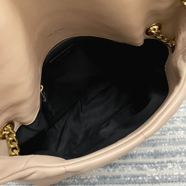 Sac Saint Laurent Puffer Medium à Chaîne en Cuir d’Agneau Beige – Image 9