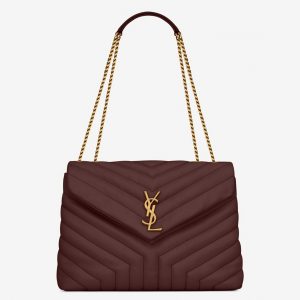 Réplique Sac de Créateur Saint Laurent LouLou Medium à Chaîne en Bourgogne