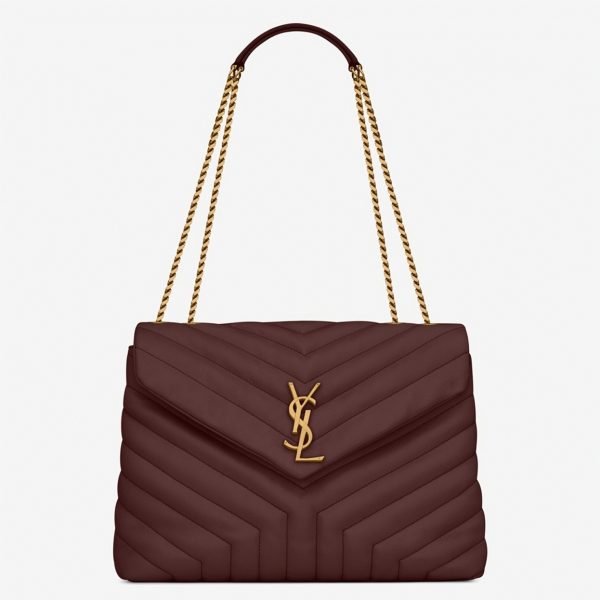 Réplique Sac de Créateur Saint Laurent LouLou Medium à Chaîne en Bourgogne