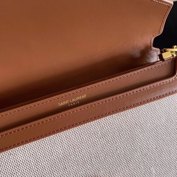 Contrefaçon Sac Saint Laurent Cassandra Medium à Chaîne en Toile Beige – Image 3