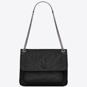 Contrefaçon Sac Saint Laurent Niki Medium à Chaîne en Noir