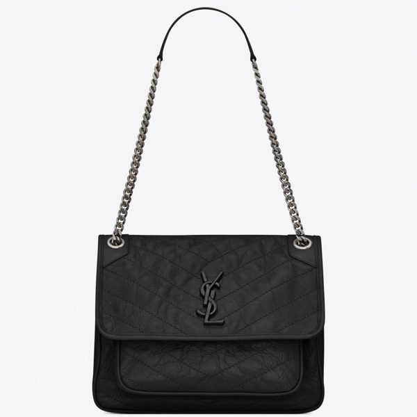 Contrefaçon Sac Saint Laurent Niki Medium à Chaîne en Noir