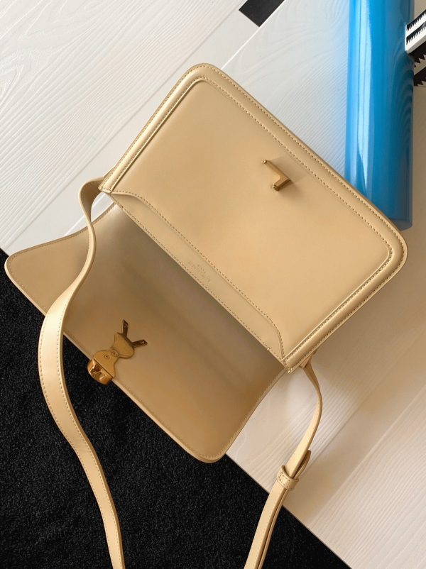 Sac Saint Laurent Solferino Medium en Cuir de Veau Beige – Image 3