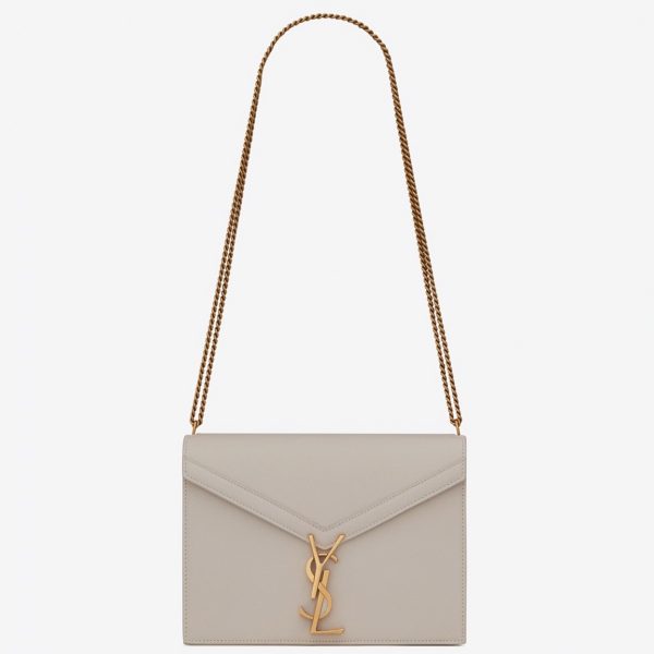 Contrefaçon Sac Saint Laurent Cassandra Medium à Chaîne en Blanc