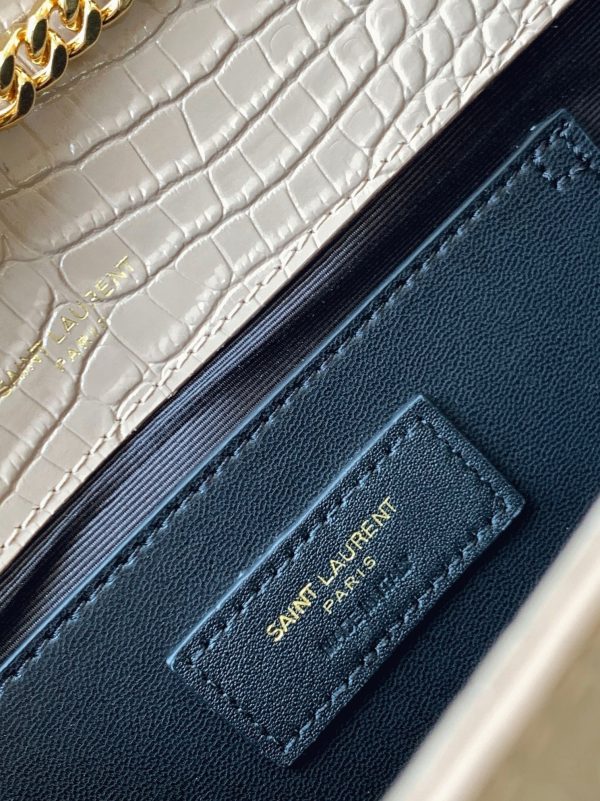 Réplique Sac Saint Laurent Kate Medium à Frange en Cuir Embossé Crocodile Beige – Image 9