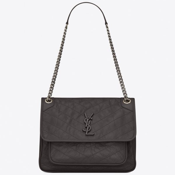 Fausse Sacoche Saint Laurent Niki Medium à Chaîne en Gris Foncé