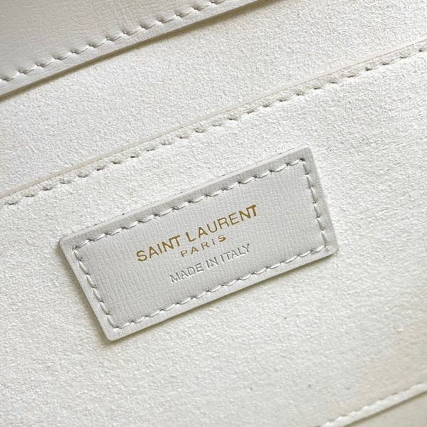Sac Saint Laurent Sunset Medium avec Poignée en Cuir de Veau Blanc – Image 5
