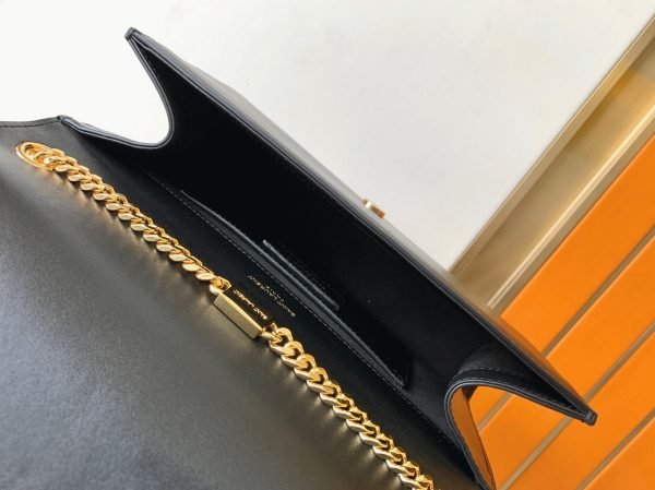 Fausse Sacoche Saint Laurent Kate Medium à Frange en Cuir Lisse Noir – Image 9