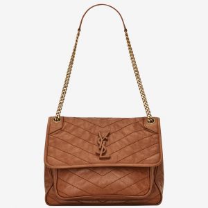 Réplique Sac Saint Laurent Niki Medium à Chaîne en Marron