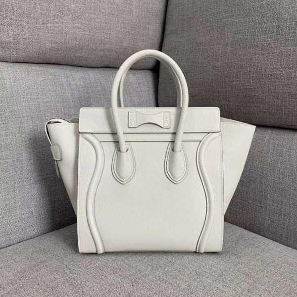 Faux Celine Micro Luggage Fourre-tout Sac en blanc – Image 5
