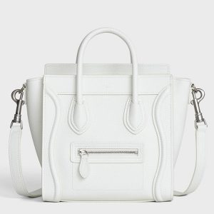 Réplique Celine Nano Luggage Fourre-tout Sac en blanc