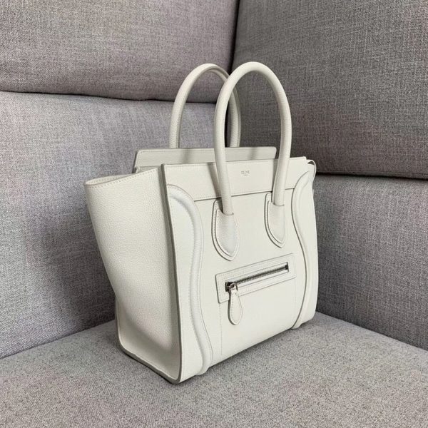 Faux Celine Micro Luggage Fourre-tout Sac en blanc – Image 3