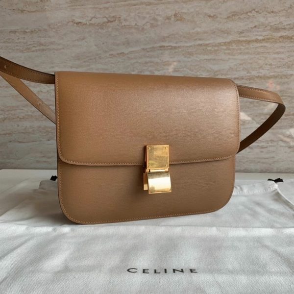Faux Celine Classic Box Moyen Sac en camel – Image 6