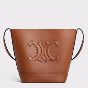 Faux Celine Petit Bucket Cuir Triomphe en marron cuir de veau