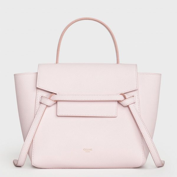 Faux Celine Belt Nano Sac en rose pâle