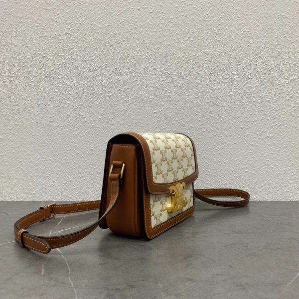 Faux Celine Triomphe Adolescent Sac en blanc Triomphe Canvas – Image 13