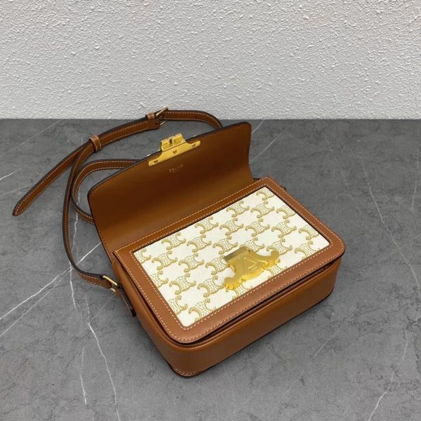 Faux Celine Triomphe Adolescent Sac en blanc Triomphe Canvas – Image 12