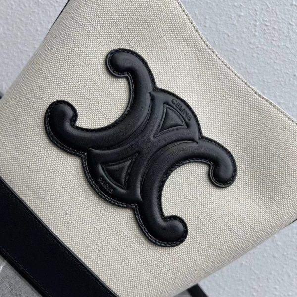 Réplique Celine Petit Bucket Cuir Triomphe en blanc textile – Image 7