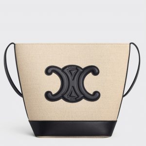 Réplique Celine Petit Bucket Cuir Triomphe en blanc textile