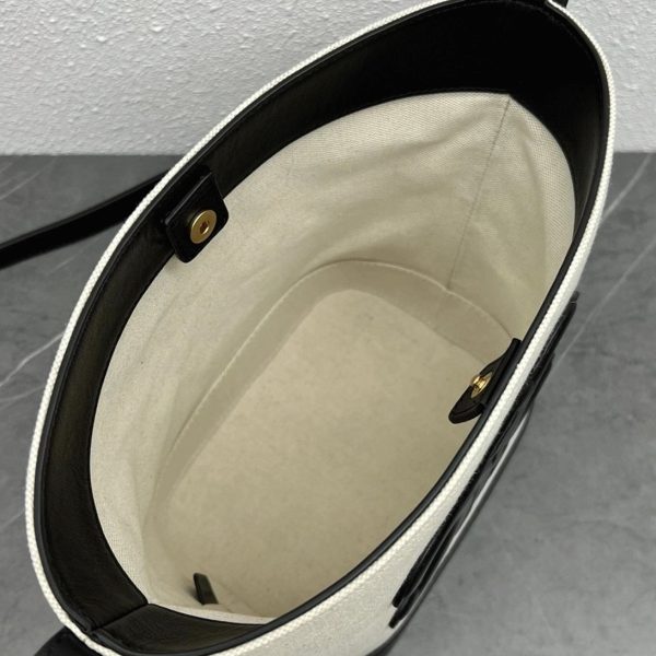 Réplique Celine Petit Bucket Cuir Triomphe en blanc textile – Image 5