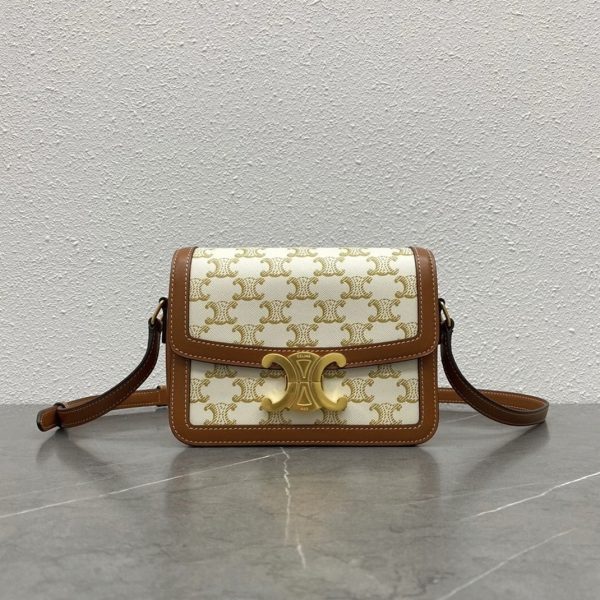 Faux Celine Triomphe Adolescent Sac en blanc Triomphe Canvas – Image 6