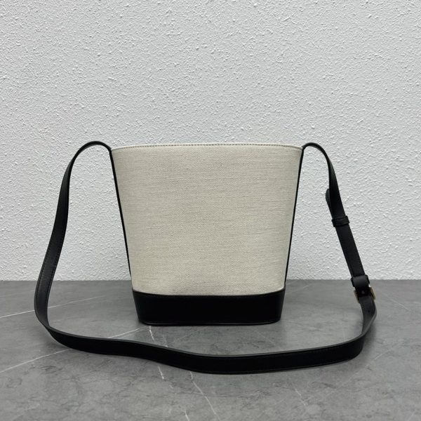 Réplique Celine Petit Bucket Cuir Triomphe en blanc textile – Image 2