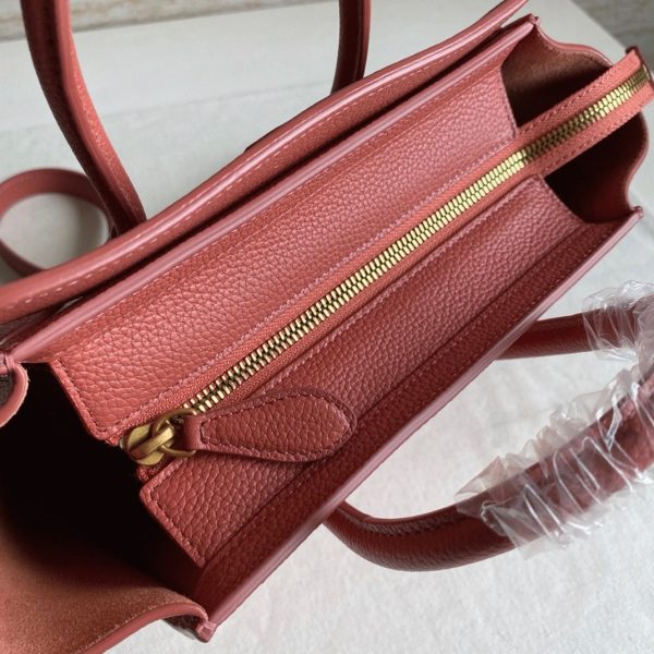 Contrefaçon Celine Nano Luggage Fourre-tout Sac en orange – Image 9
