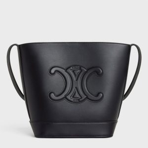 Contrefaçon Celine Petit Bucket Cuir Triomphe en noir cuir de veau
