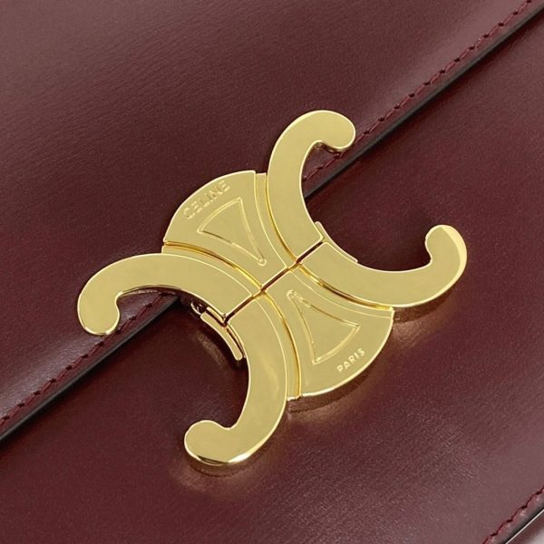 Faux Celine Triomphe Moyen Sac en bordeaux – Image 13